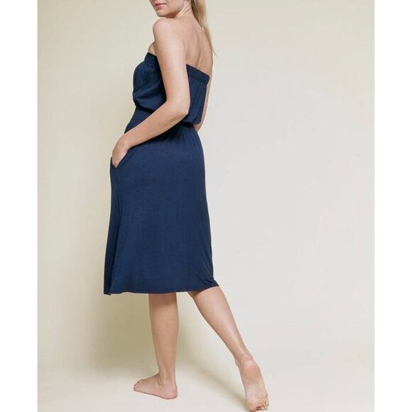 Ramy Brook Bamboo Tube Dress Knee Length Womens XS Blue - Picture 2 of 16